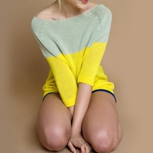 The Knit Kid Raglan Spring Yellow & Mint Sweater